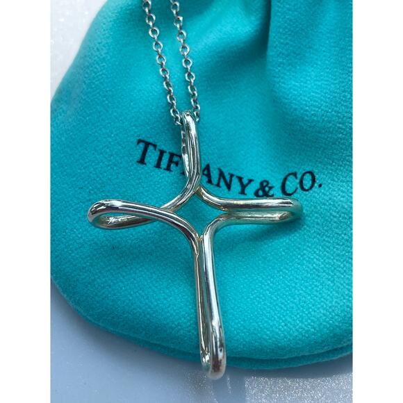 Tiffany & Co Elsa Peretti Infinity Cross Pendant Necklace-18" - Picture 3 of 9